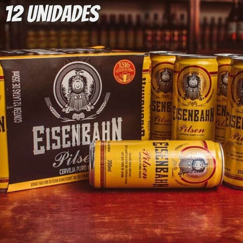 Cerveja Eisenbahn Puro Malte Pilsen 12 Unidades - Lata 350ml Cerveja Eisenbahn Puro Malte Pilsen 12 Unidades - Lata 350ml