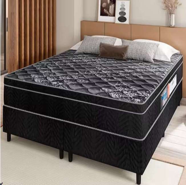 Cama Box Queen Portobel + Colchão Queen Portobel Diplomata Orthopedic Com Espuma D-45 65x158x198 Cm - Preto Cama Box Queen Portobel + Colchão Queen Portobel Diplomata Orthopedic Com Espuma D-45 65x158x198 Cm - Preto