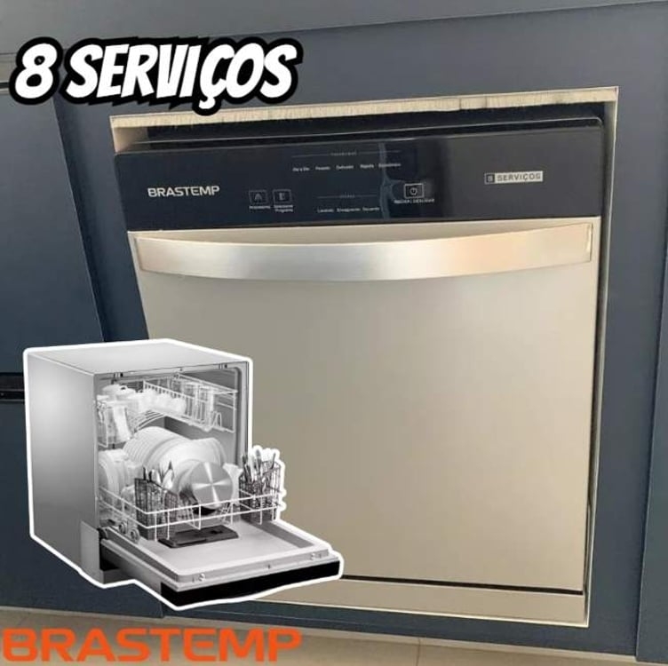 Lava Louças 8 Serviços Brastemp Cinza - BLF08BS • 110V Lava Louças 8 Serviços Brastemp Cinza - BLF08BS • 110V