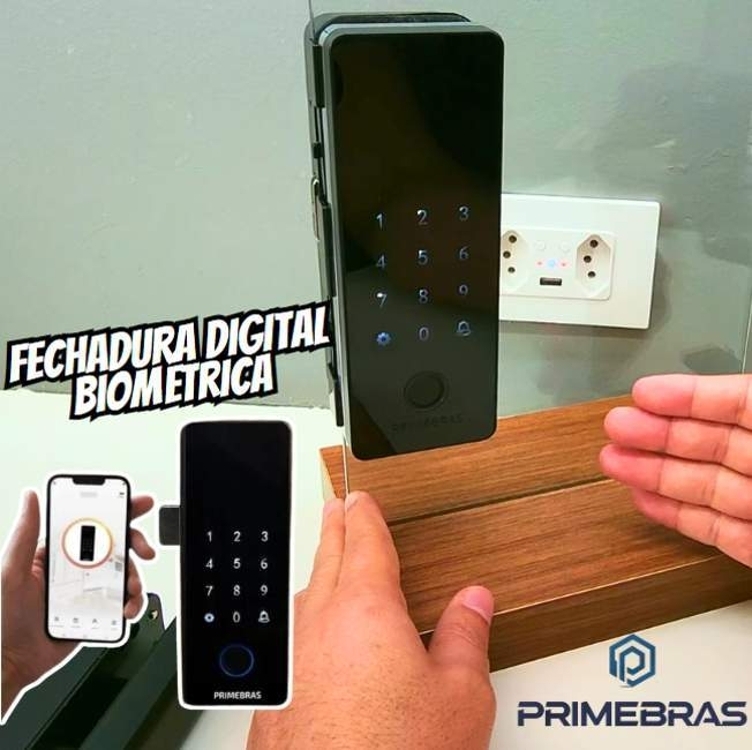 Fechadura Digital Biométrica Primebras Athenas Porta Madeira Fechadura Digital Biométrica Primebras Athenas Porta Madeira