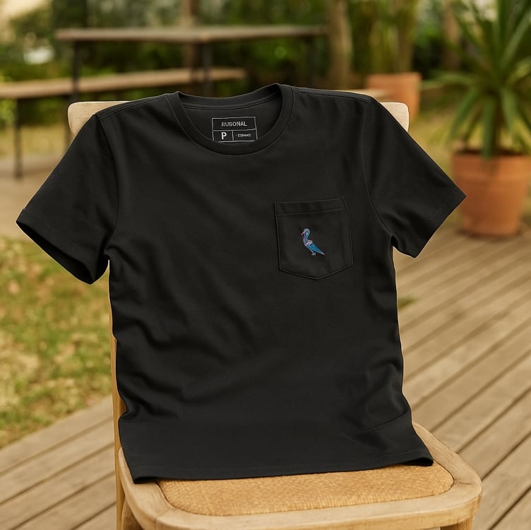 Camiseta Bolso Cb Pica-pau Xadrez Reserva Camiseta Bolso Cb Pica-pau Xadrez Reserva