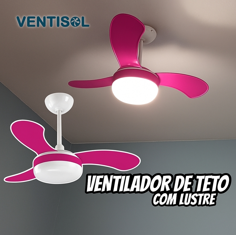 Ventisol Ventilador de Teto, Petit Premium, Rosa, 220V Ventisol Ventilador de Teto, Petit Premium, Rosa, 220V
