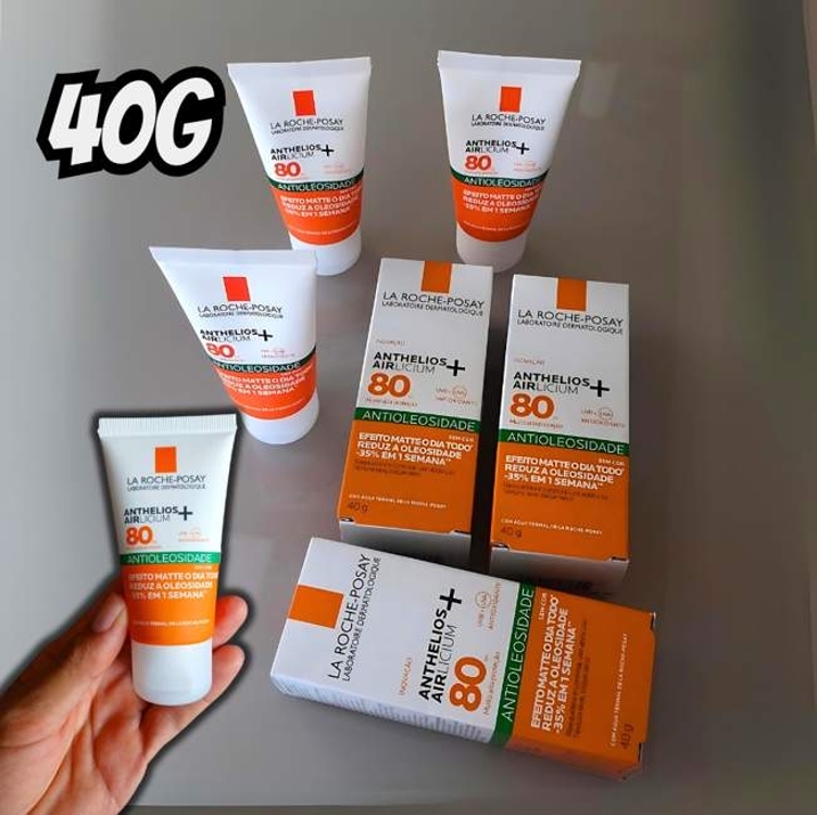 La Roche-Posay, Anthelios Airlicium, Protetor Solar Facial Antioleosidade, Controle e Redução da Oleosidade, FPS80, Textura Gel Creme, Toque Seco, 40g La Roche-Posay, Anthelios Airlicium, Protetor Solar Facial Antioleosidade, Controle e Redução da Oleosidade, FPS80, Textura Gel Creme, Toque Seco, 40g