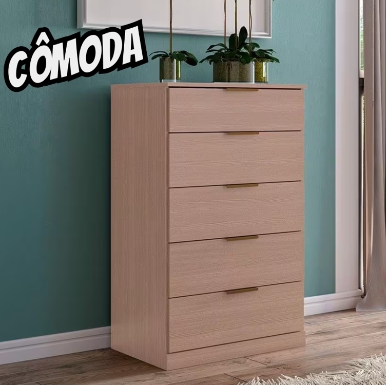 Cômoda Bartira Versatti com 5 Gavetas Cômoda Bartira Versatti com 5 Gavetas