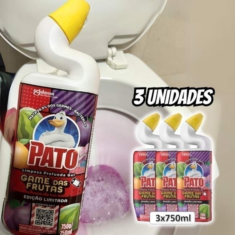 Pato Limpador Sanitário Kit Game das Frutas, Desinfetante Sanitário, Desodorizador Sanitário de Limpeza Profunda, 3 Unidades, 750ml cada Pato Limpador Sanitário Kit Game das Frutas, Desinfetante Sanitário, Desodorizador Sanitário de Limpeza Profunda, 3 Unidades, 750ml cada