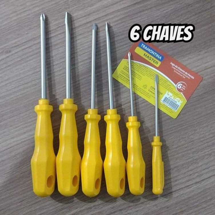 Tramontina 41516506, Jogo de Chaves de Fenda 6 Peças, Amarelo Tramontina 41516506, Jogo de Chaves de Fenda 6 Peças, Amarelo