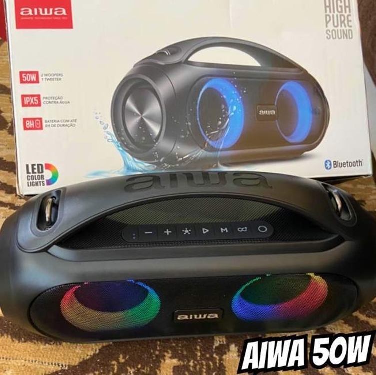 Caixa de Som Boombox AIWA BBS-02A 50W Bluetooth 8H IPX5 RGB USB Caixa de Som Boombox AIWA BBS-02A 50W Bluetooth 8H IPX5 RGB USB