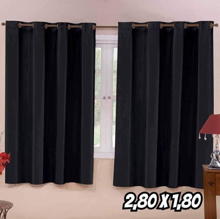 Cortina Blackout Em Tecido 2,80 X 1,80 Corta Luz 100% Cor Preto Cortina Blackout Em Tecido 2,80 X 1,80 Corta Luz 100% Cor Preto