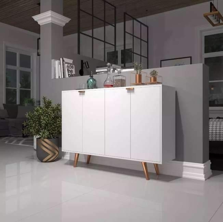 Buffet Aparador Retrô 4 Portas - Sofá Sogude - Balcão Para Cozinha Sala Industrial Escandinavo - Escrivá Branco Com Cobre Buffet Aparador Retrô 4 Portas - Sofá Sogude - Balcão Para Cozinha Sala Industrial Escandinavo - Escrivá Branco Com Cobre
