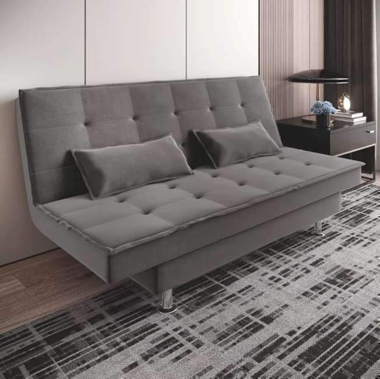 Sofá Cama 3 Lugares 1,84m Andradas Veludo Suede Cinza Sofá Cama 3 Lugares 1,84m Andradas Veludo Suede Cinza
