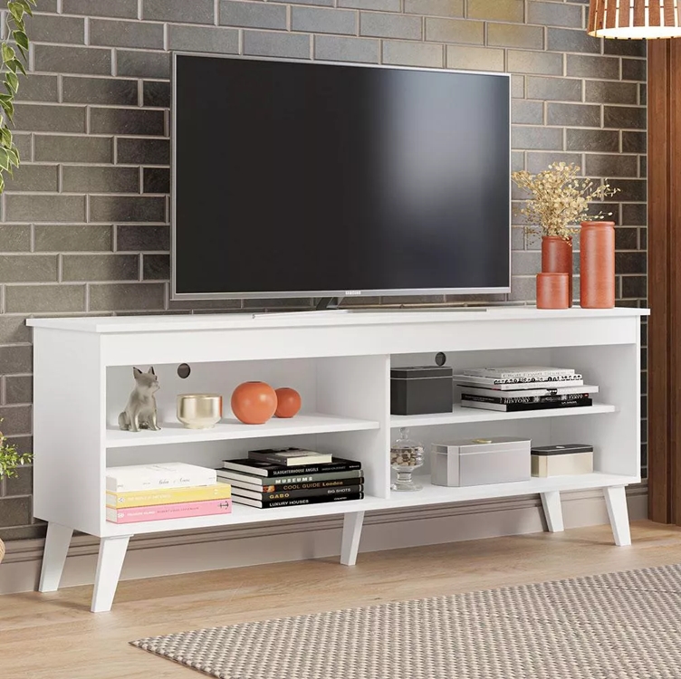 Rack Para Tv Até 65 Polegadas Com Pés Turim Madesa Cor Branco XM6997 Rack Para Tv Até 65 Polegadas Com Pés Turim Madesa Cor Branco XM6997