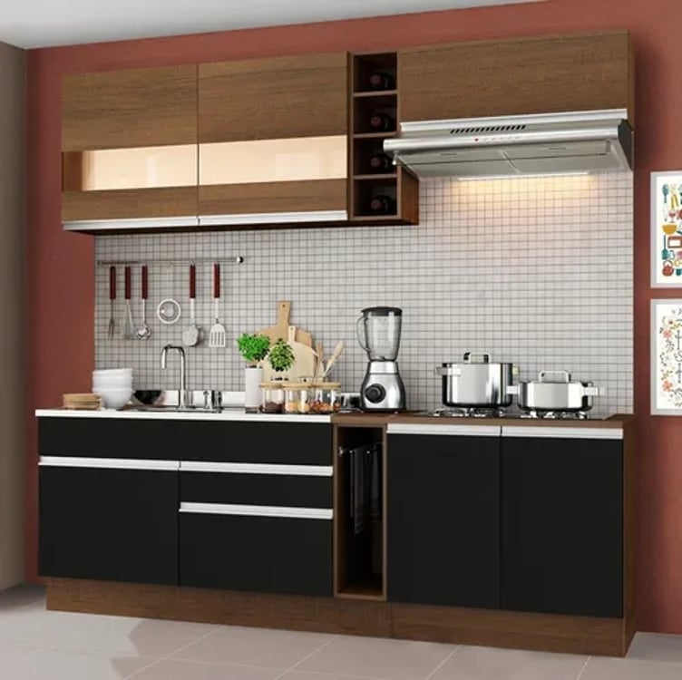 Cozinha Completa Madesa Parma Armário Balcão (sem Tampo Pia) Cor Rustic/Preto/Rustic Cozinha Completa Madesa Parma Armário Balcão (sem Tampo Pia) Cor Rustic/Preto/Rustic