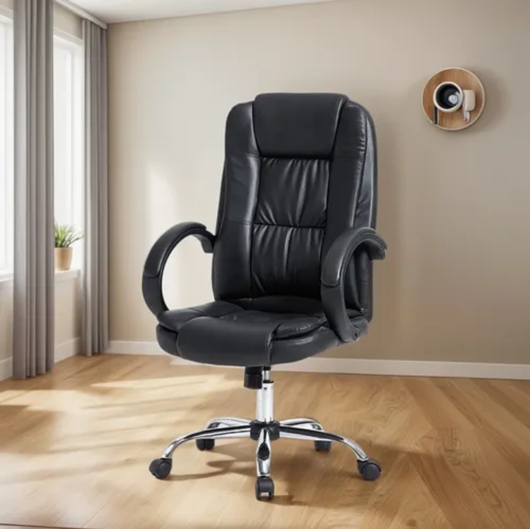 Cadeira Presidente Ergonômica Escritório Giratória Sintético Cor Preto Material do estofamento Couro sintético Cadeira Presidente Ergonômica Escritório Giratória Sintético Cor Preto Material do estofamento Couro sintético