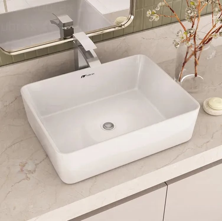 Cuba Banheiro Lavabo Cerâmica Louça Retangular Branca Apoio Cor Branco-brilhante Cuba Banheiro Lavabo Cerâmica Louça Retangular Branca Apoio Cor Branco-brilhante