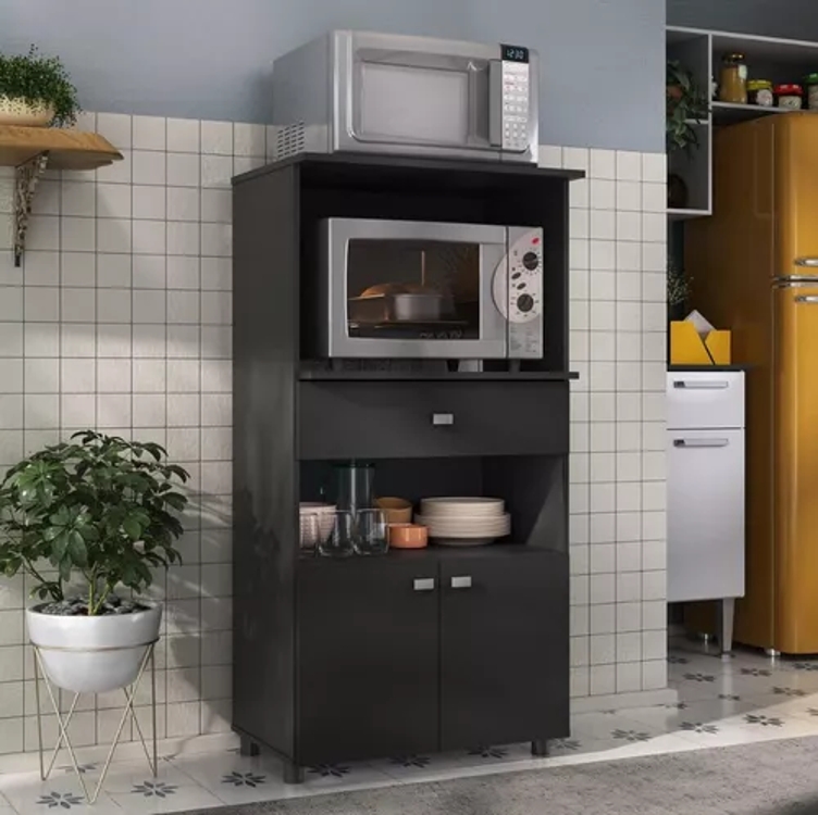 Balcão Multimóveis Multiuso Forno e Microondas Branco REF. 4060G 2 Portas e 1 Gaveta Preto Balcão Multimóveis Multiuso Forno e Microondas Branco REF. 4060G 2 Portas e 1 Gaveta Preto