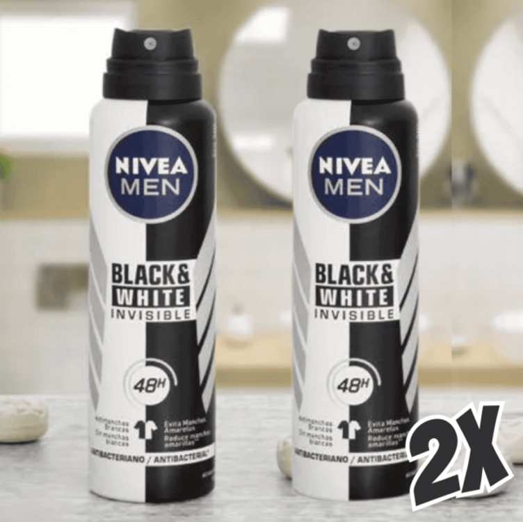 Kit NIVEA Desodorante Aerosol Men Black&White Invisible - 2 unidades Kit NIVEA Desodorante Aerosol Men Black&White Invisible - 2 unidades