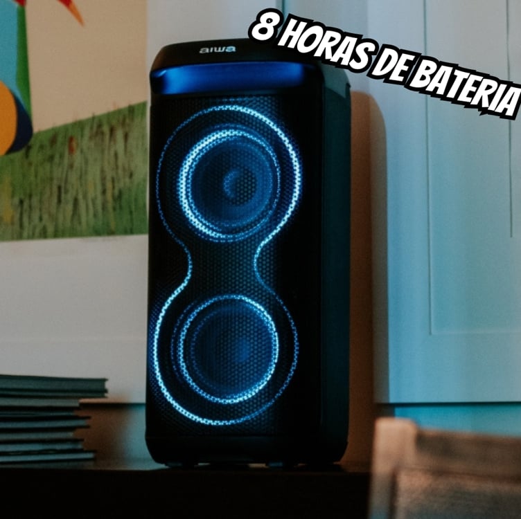 Caixa de Som PartyBox AIWA PB-08 Bluetooth 8H RGB USB TWS Preto Caixa de Som PartyBox AIWA PB-08 Bluetooth 8H RGB USB TWS Preto