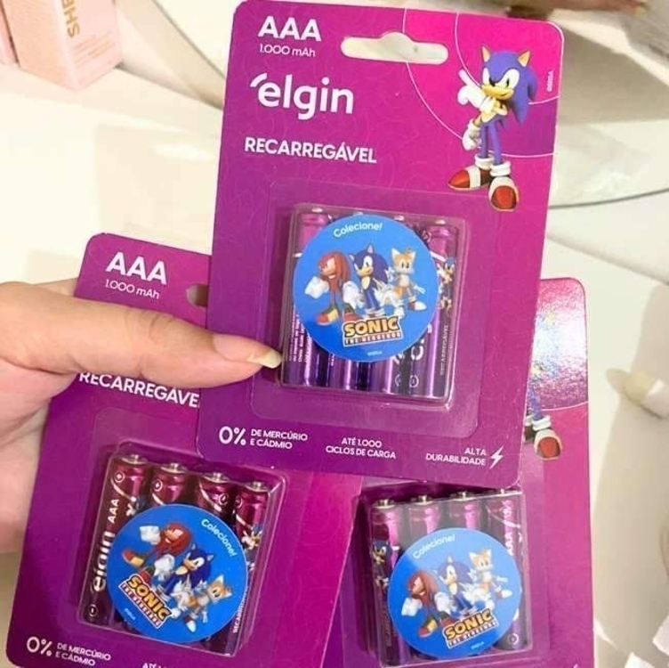 Pilha recarregável AAA 1000mAh Elgin com 4 unidades Palito Pilha recarregável AAA 1000mAh Elgin com 4 unidades Palito
