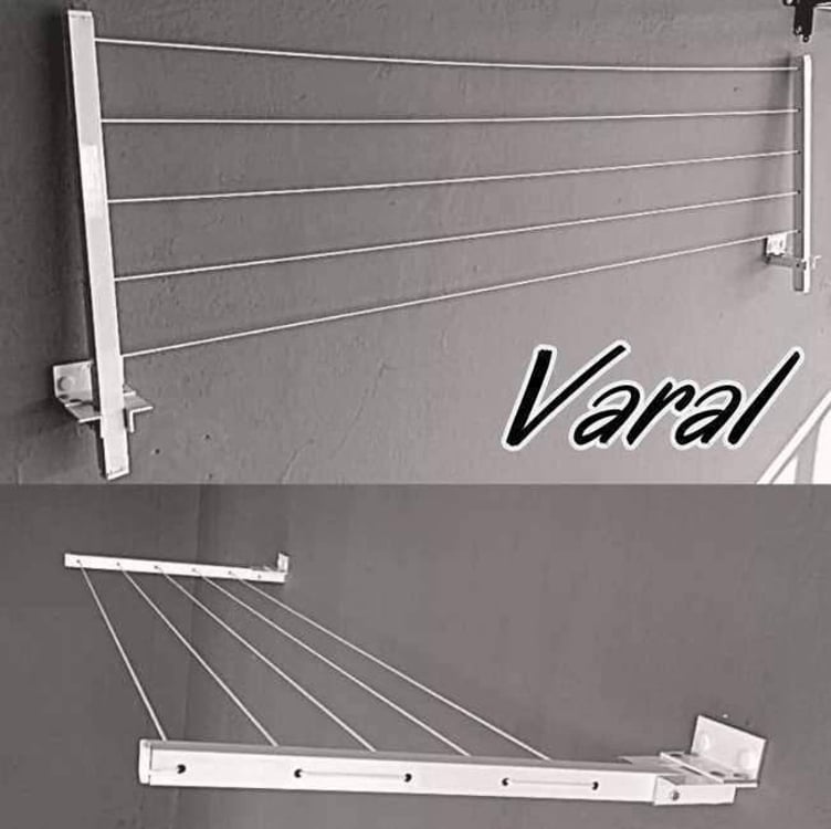 Varal Reforçado 60 Kg Retrátil Parede Alumínio Roupa De Cama Varal Reforçado 60 Kg Retrátil Parede Alumínio Roupa De Cama