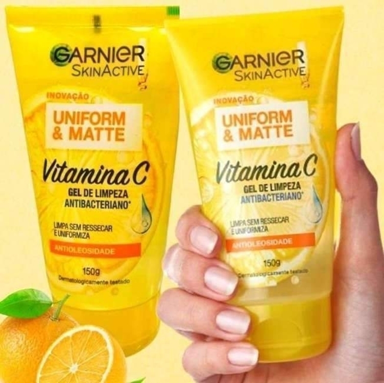 Gel de Limpeza Facial Antibacteriano Garnier Uniform & Matte Vitamina C, 150ml Gel de Limpeza Facial Antibacteriano Garnier Uniform & Matte Vitamina C, 150ml