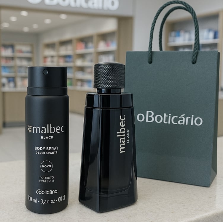 Combo Malbec Black: Desodorante Colônia 100ml + Body Spray 100ml Combo Malbec Black: Desodorante Colônia 100ml + Body Spray 100ml
