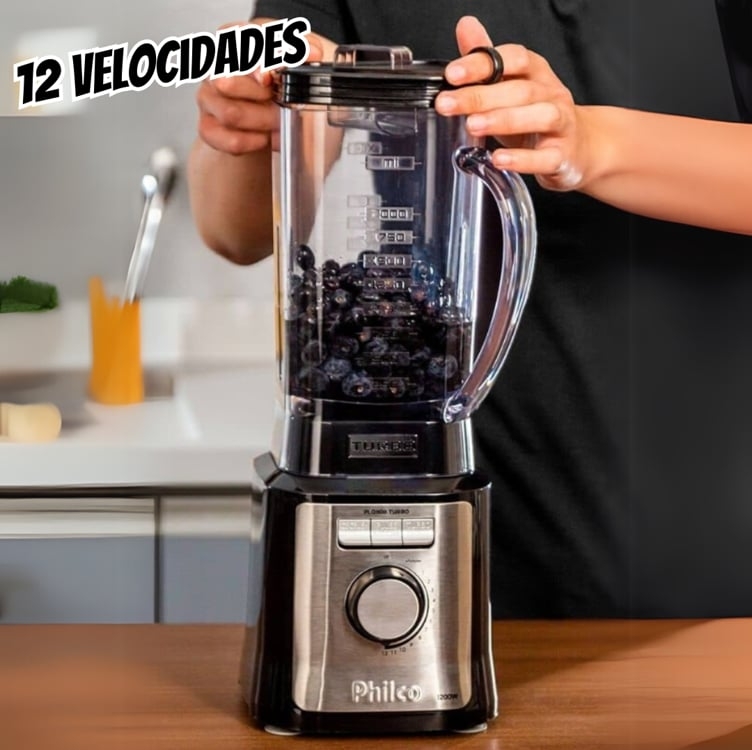 Liquidificador 12 Velocidades Pulsar PLQ1600P Philco 110V Liquidificador 12 Velocidades Pulsar PLQ1600P Philco 110V