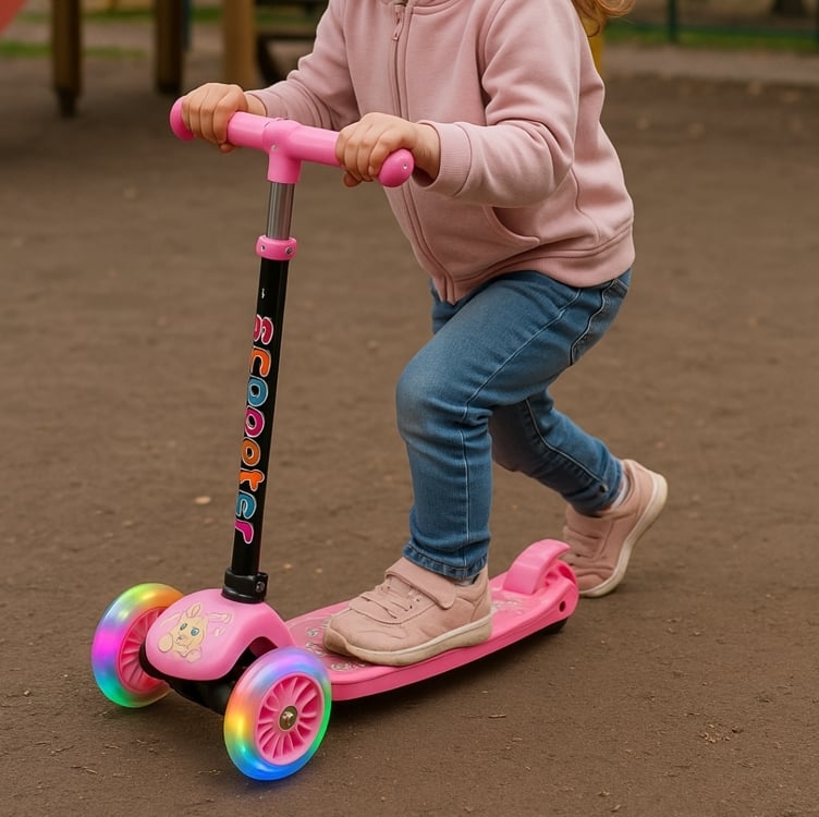 Patinete Infantil 3 Rodas De Led Dobrável Scooter Crianças Cor Rosa Patinete Infantil 3 Rodas De Led Dobrável Scooter Crianças Cor Rosa