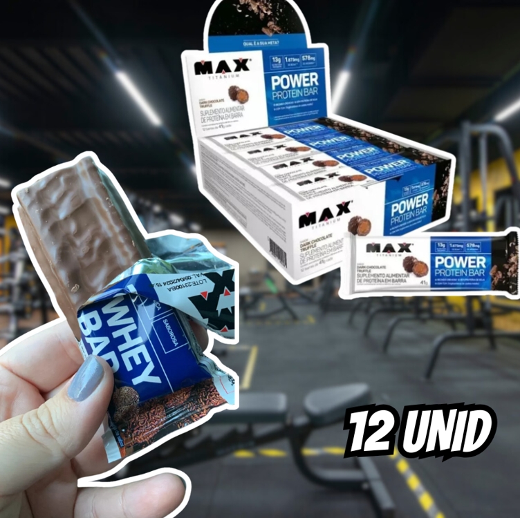 Top Whey Bar - Caixa C/12 Unidades - Max Titanium Sabor Chocolate com avelã Top Whey Bar - Caixa C/12 Unidades - Max Titanium Sabor Chocolate com avelã