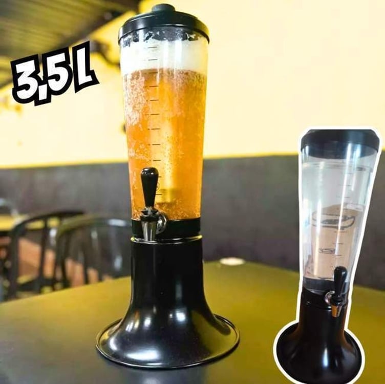 Torre Chopp 3,5 L Preta Com 2 Tubo Gelante Cada Torre Chopp 3,5 L Preta Com 2 Tubo Gelante Cada