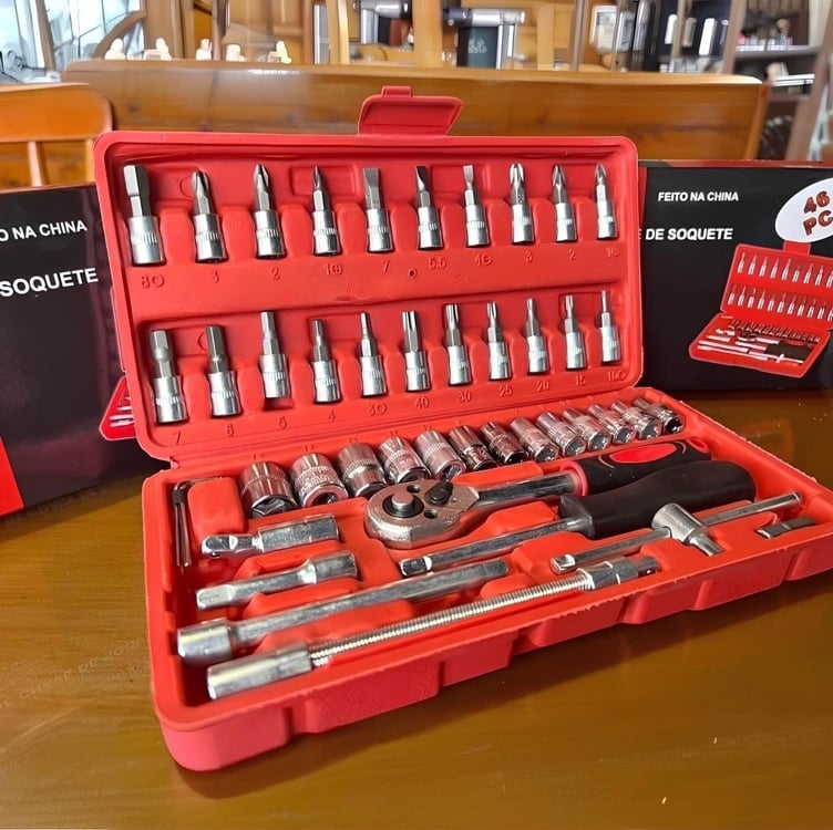 Kit 46 Peças Ferramentas Jogo Combo Kit De Chave De Fenda Philips Soquete Completo De Aço Crv 1/4 Maleta Tippi Kit 46 Peças Ferramentas Jogo Combo Kit De Chave De Fenda Philips Soquete Completo De Aço Crv 1/4 Maleta Tippi