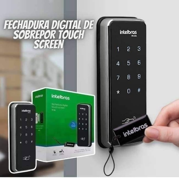 Fechadura Digital de Sobrepor Touch Screen FR 201 Preto Intelbras Fechadura Digital de Sobrepor Touch Screen FR 201 Preto Intelbras