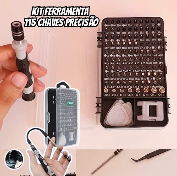 Kit Ferramenta 115 Chaves Precisão Celular Notebook Tablet Kit Ferramenta 115 Chaves Precisão Celular Notebook Tablet