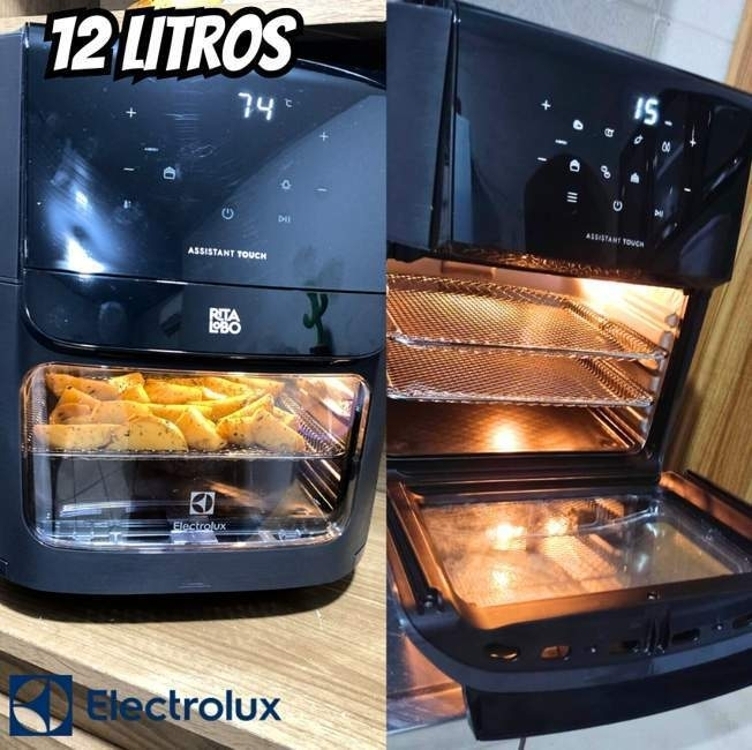 Fritadeira Elétrica sem oleo Forno Oven Airfryer 12L digital receita programada 2 bandejas espeto giratório 1700W Electrolux EAF90 Grafite 127v por Rita Lobo Fritadeira Elétrica sem oleo Forno Oven Airfryer 12L digital receita programada 2 bandejas espeto giratório 1700W Electrolux EAF90 Grafite 127v por Rita Lobo