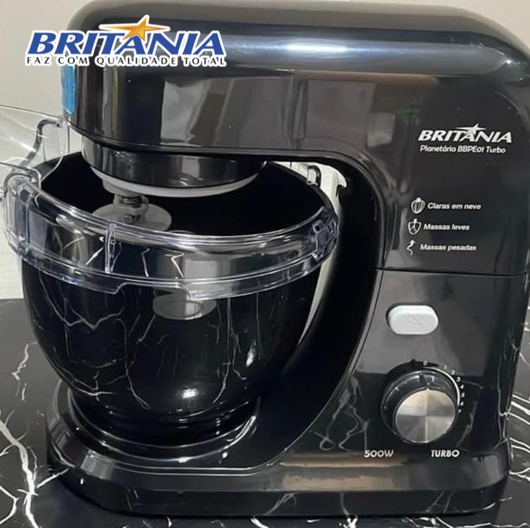 Batedeira Planetária Britânia Bbpe01 12 Velocidades 4l 500w Cor Preto 110v Batedeira Planetária Britânia Bbpe01 12 Velocidades 4l 500w Cor Preto 110v