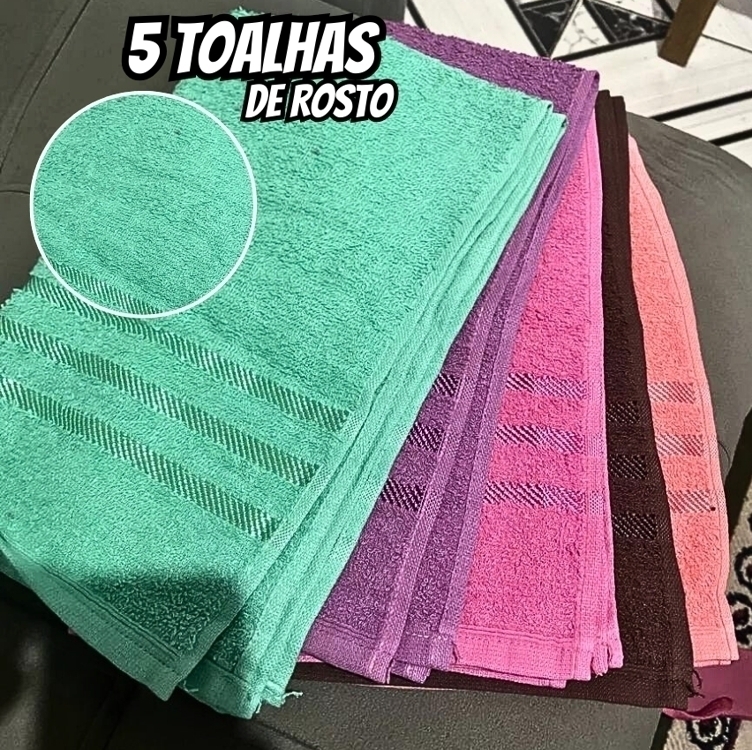 Kit 05 Toalhas De Rosto 100% Algodão Liso Laune Haus Kit 05 Toalhas De Rosto 100% Algodão Liso Laune Haus
