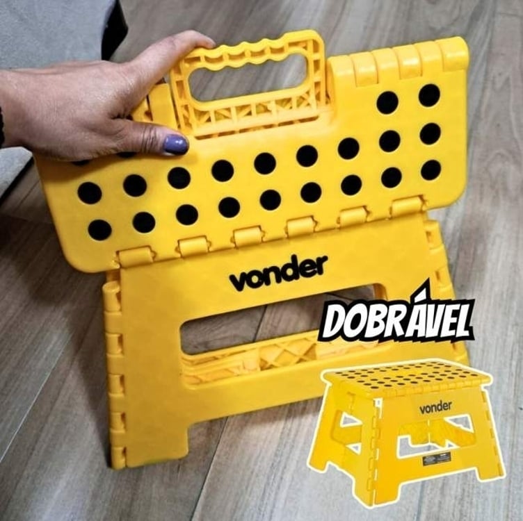 Vonder Banqueta Plástica Dobrável, Amarela, 22d X 35w X 28h Cm Vonder Banqueta Plástica Dobrável, Amarela, 22d X 35w X 28h Cm