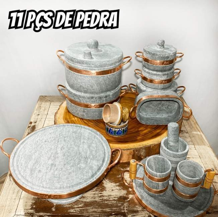 Jogo De Panelas Pedra Sabão Completo Premium Exclusivo 11pçs Jogo De Panelas Pedra Sabão Completo Premium Exclusivo 11pçs