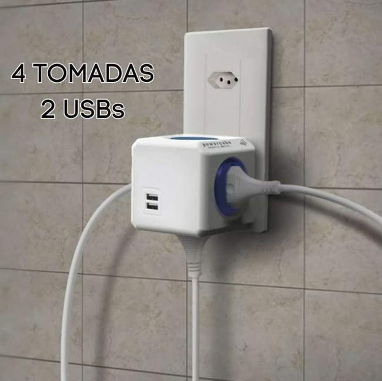 ELG, PWC-R4U, PowerCube USB, Filtro de Linha, Multiplicador 4 Tomadas Bivolt com 2 Portas USB 2.4A, Disjuntor Integrado de 10A, Branco e Azul ELG, PWC-R4U, PowerCube USB, Filtro de Linha, Multiplicador 4 Tomadas Bivolt com 2 Portas USB 2.4A, Disjuntor Integrado de 10A, Branco e Azul