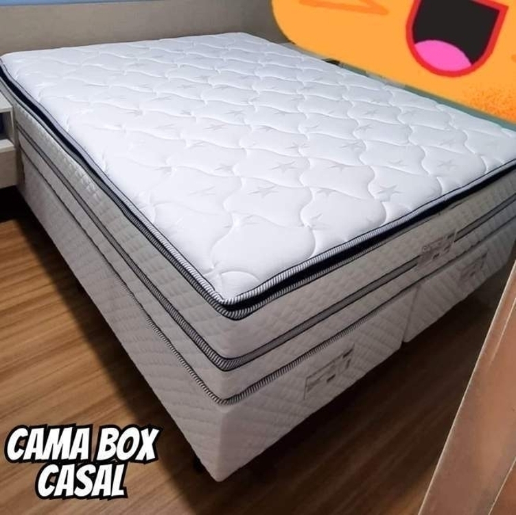 Cama Box Casal (Box + Colchão) Gazin de Mola - 59cm de Altura Diamond Blue Cama Box Casal (Box + Colchão) Gazin de Mola - 59cm de Altura Diamond Blue