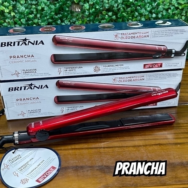 Prancha, Ceramic argan, 30w, Vermelho, Bivolt, , Britânia Prancha, Ceramic argan, 30w, Vermelho, Bivolt, , Britânia