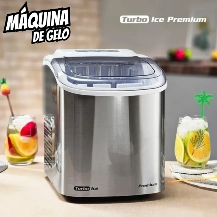 Máquina de Gelo Turbo Ice Premium MG-12-GI Mondial 12kg Cinza - 110V Máquina de Gelo Turbo Ice Premium MG-12-GI Mondial 12kg Cinza - 110V