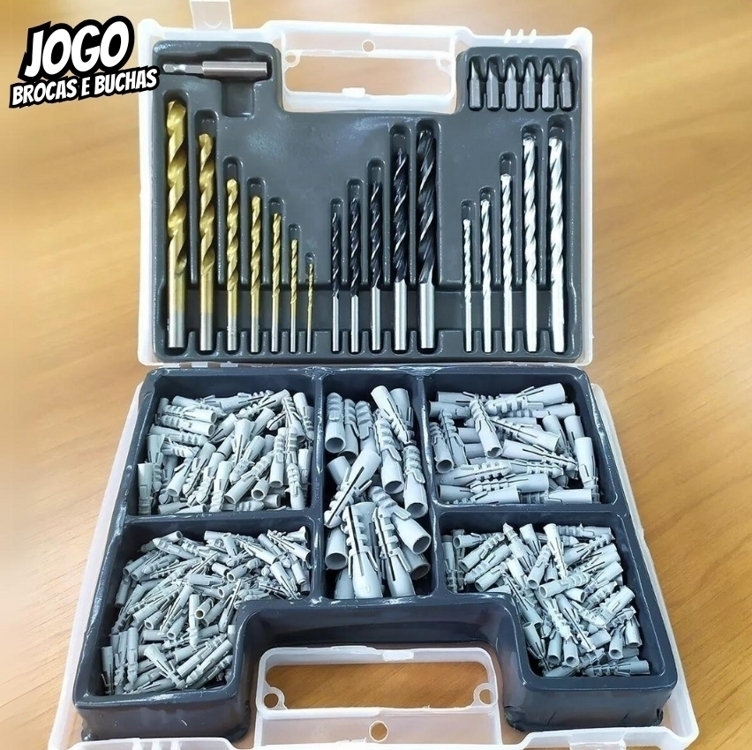 Jogo De Brocas Bits E Buchas Com 300 Peças Jogo De Brocas Bits E Buchas Com 300 Peças
