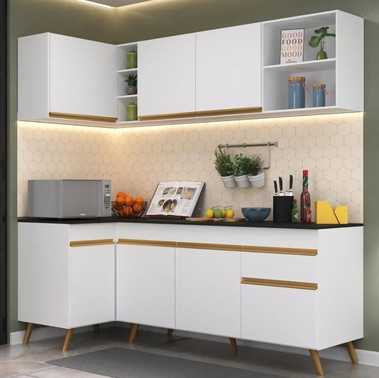 Cozinha Compacta De Canto Veneza Gw Multimóveis Mp2058 Branc Cor Branco Cozinha Compacta De Canto Veneza Gw Multimóveis Mp2058 Branc Cor Branco