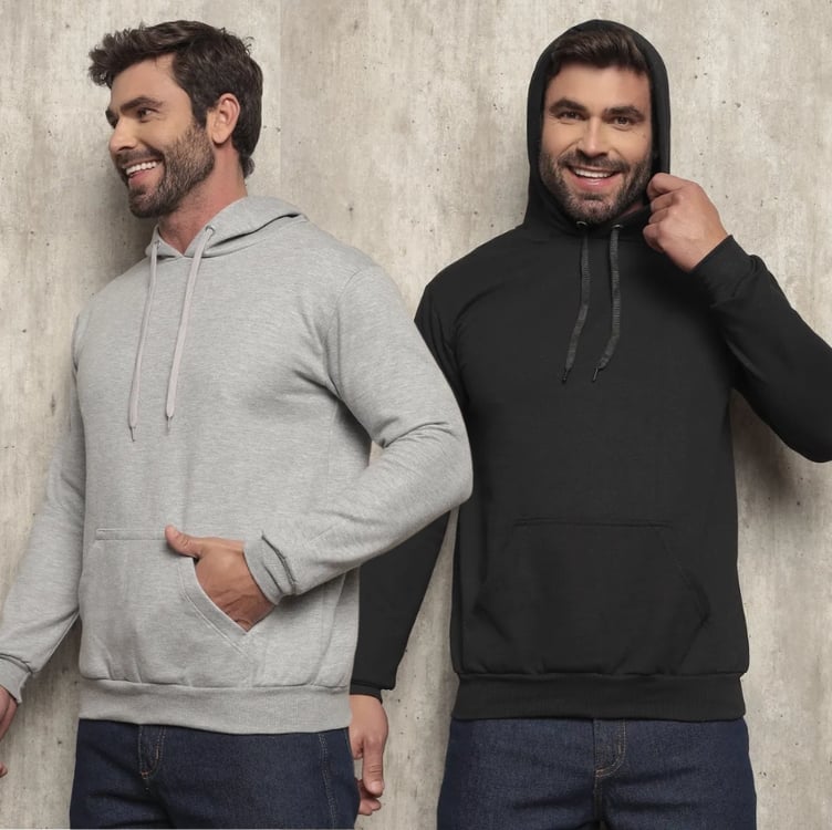 Moletom Liso Algodão Unissex Blusa De Frio Canguru Flanelado Moletom Liso Algodão Unissex Blusa De Frio Canguru Flanelado