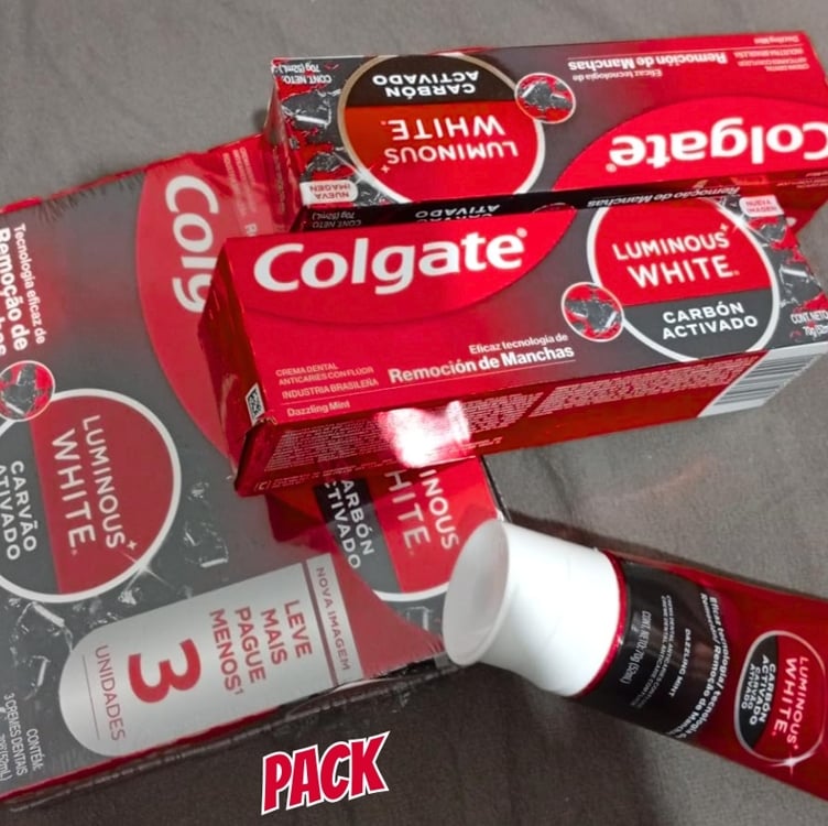 Colgate Creme Dental Clareador Luminous White Carvão Ativado 70G 3 Unidades Colgate Creme Dental Clareador Luminous White Carvão Ativado 70G 3 Unidades