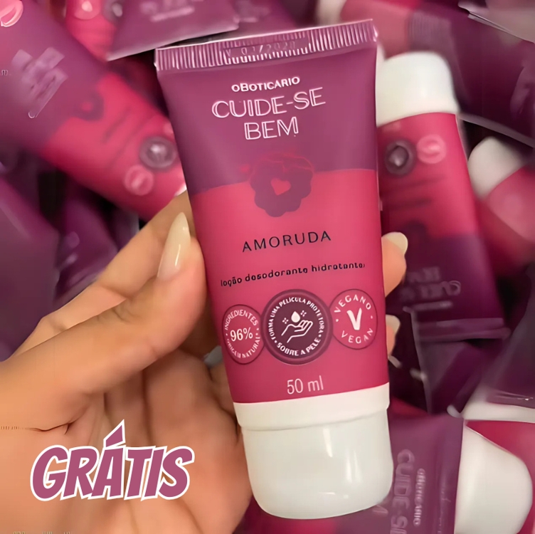 GRÁTIS - Loção Desodorante Hidratante Corporal Cuide-se Bem Amoruda, 50ML GRÁTIS - Loção Desodorante Hidratante Corporal Cuide-se Bem Amoruda, 50ML