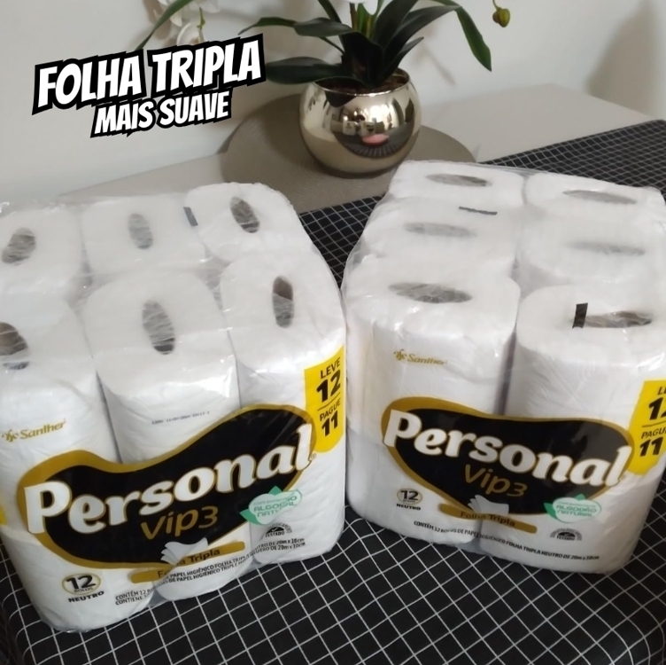 Personal Papel Higiênico Vip Folha Tripla Com 12 Rolos De 20M Personal Papel Higiênico Vip Folha Tripla Com 12 Rolos De 20M