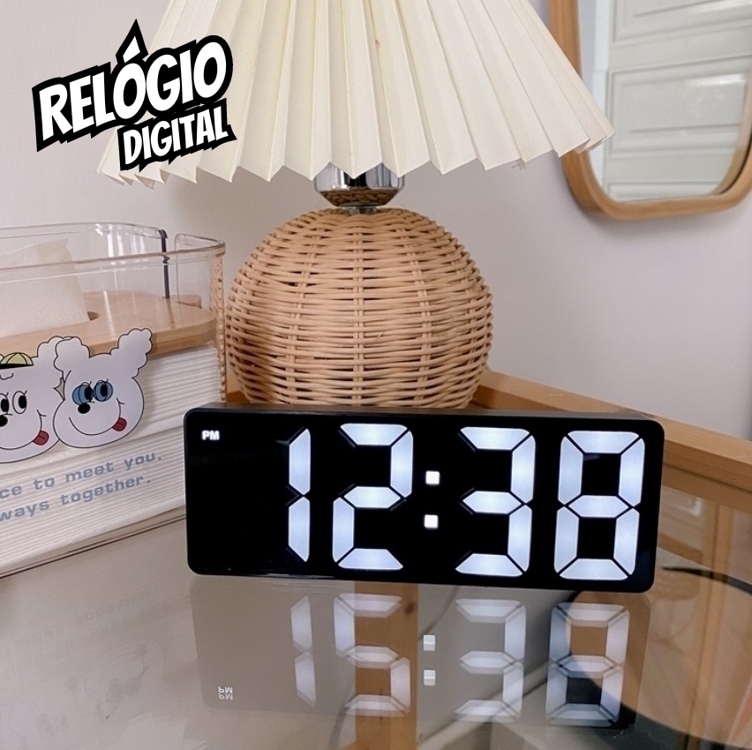 Relógio De Mesa Digital Led Bivolt C/calendário Alarme Temperatura Para Cama Cabeceira - Home Goods Relógio De Mesa Digital Led Bivolt C/calendário Alarme Temperatura Para Cama Cabeceira - Home Goods