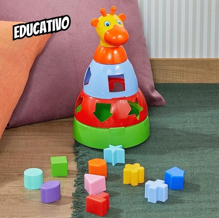 Brinquedo Educativo Girafa Didática com Blocos Merco Toys, cores sortidas, 1 unidade Brinquedo Educativo Girafa Didática com Blocos Merco Toys, cores sortidas, 1 unidade