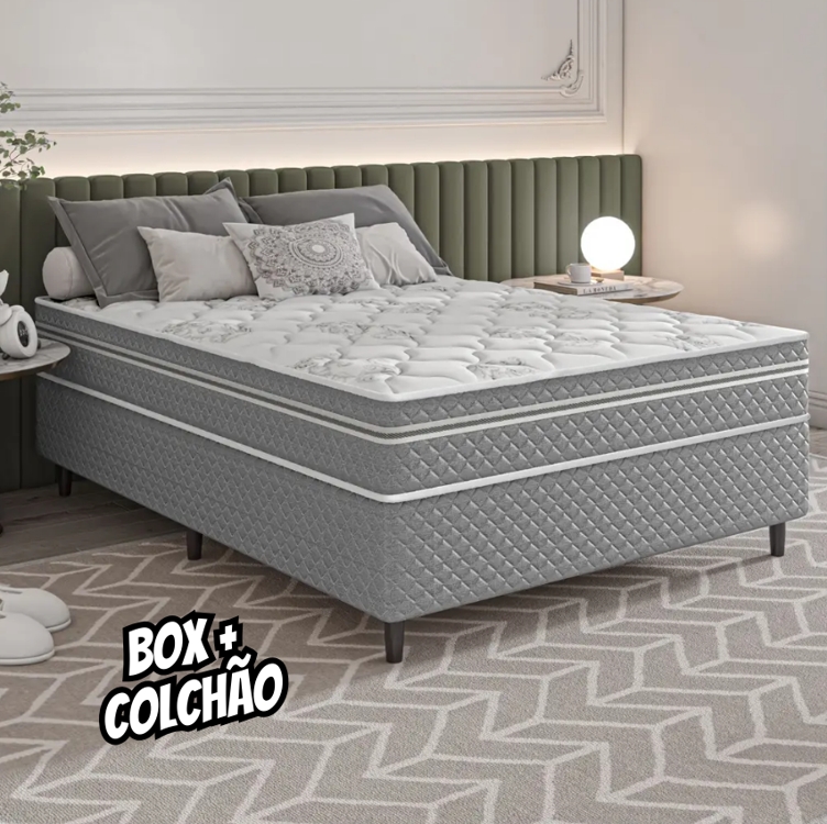 Cama Box (Box + Colchão) Casal Umaflex - de Molas Ensacadas 46cm de Altura Beta Cama Box (Box + Colchão) Casal Umaflex - de Molas Ensacadas 46cm de Altura Beta